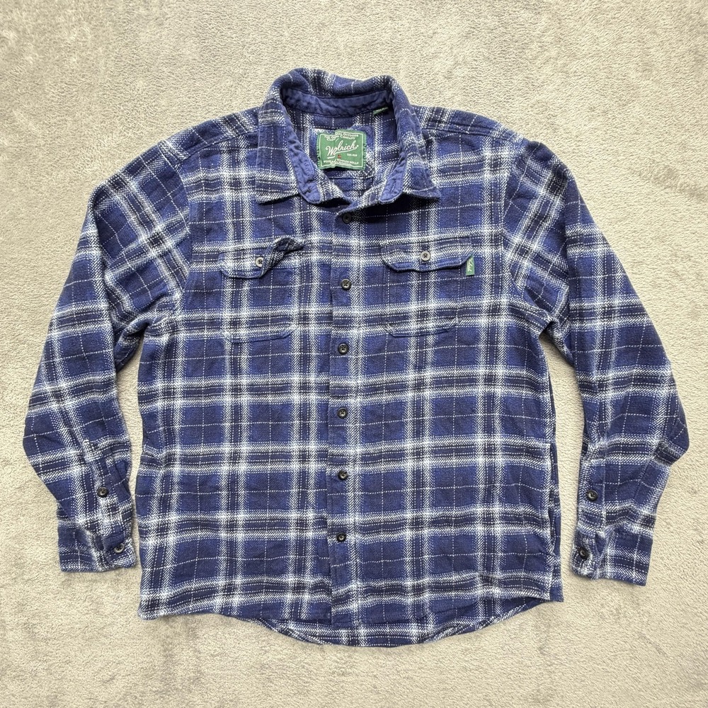 Woolrich Shirt Mens XL Blue Plaid Flannel Long Sleeve Button Up‎ Wool Casual